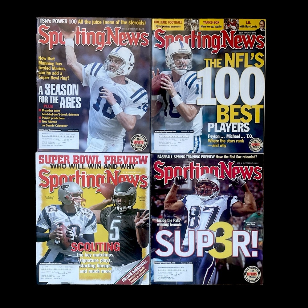 Sporting News TOM BRADY / PEYTON MANNING Football Covers 2005 Magazine Lot